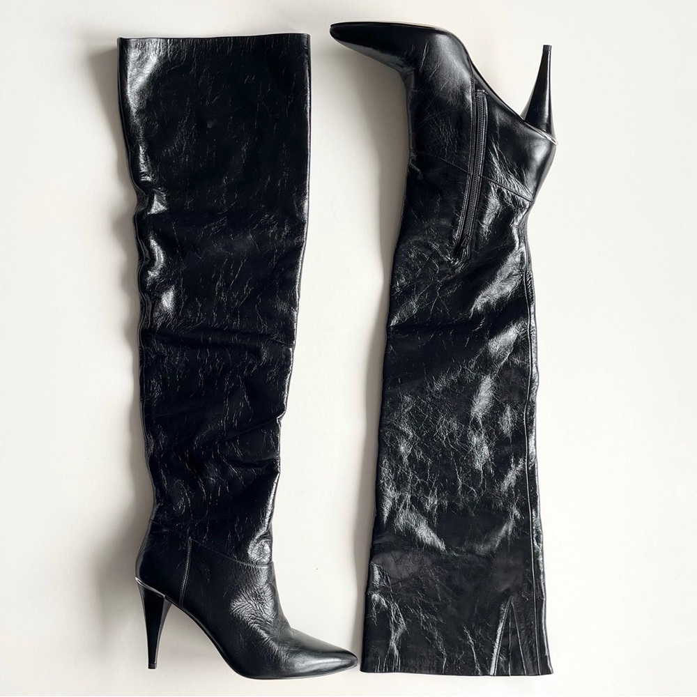 Black Leather Knee-High Boots